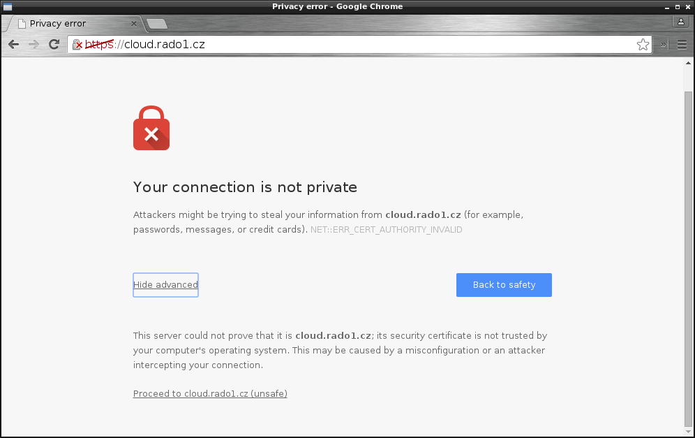 Image "Privacy error" Chrome page - accept