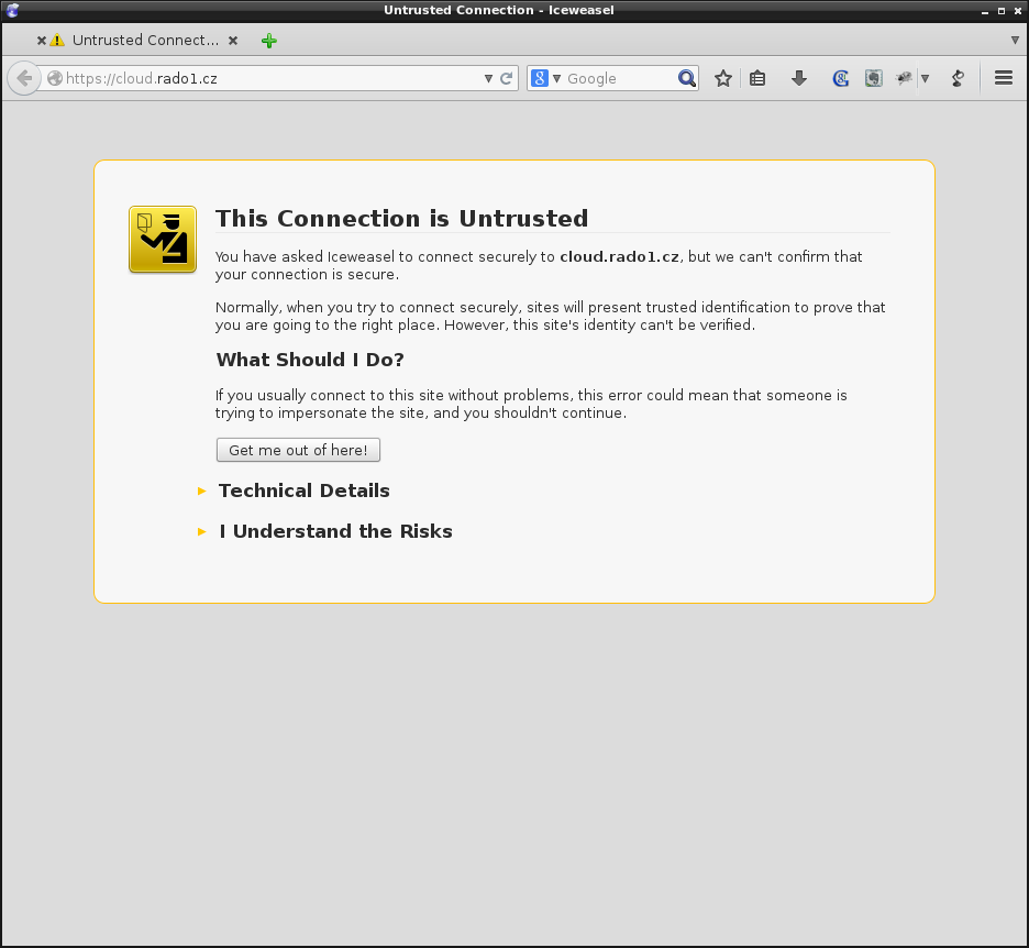 Image "This Connection is Untrusted" Firefox page