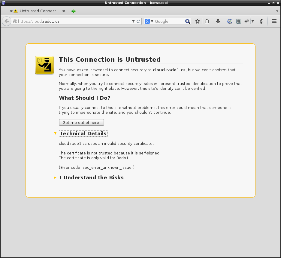 Image "This Connection is Untrusted" Firefox page - technical details