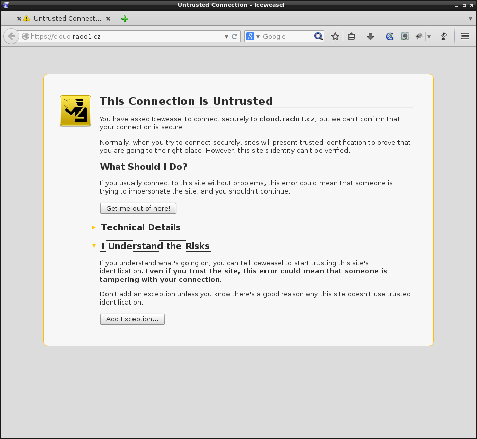 Image "This Connection is Untrusted" Firefox page - I understand